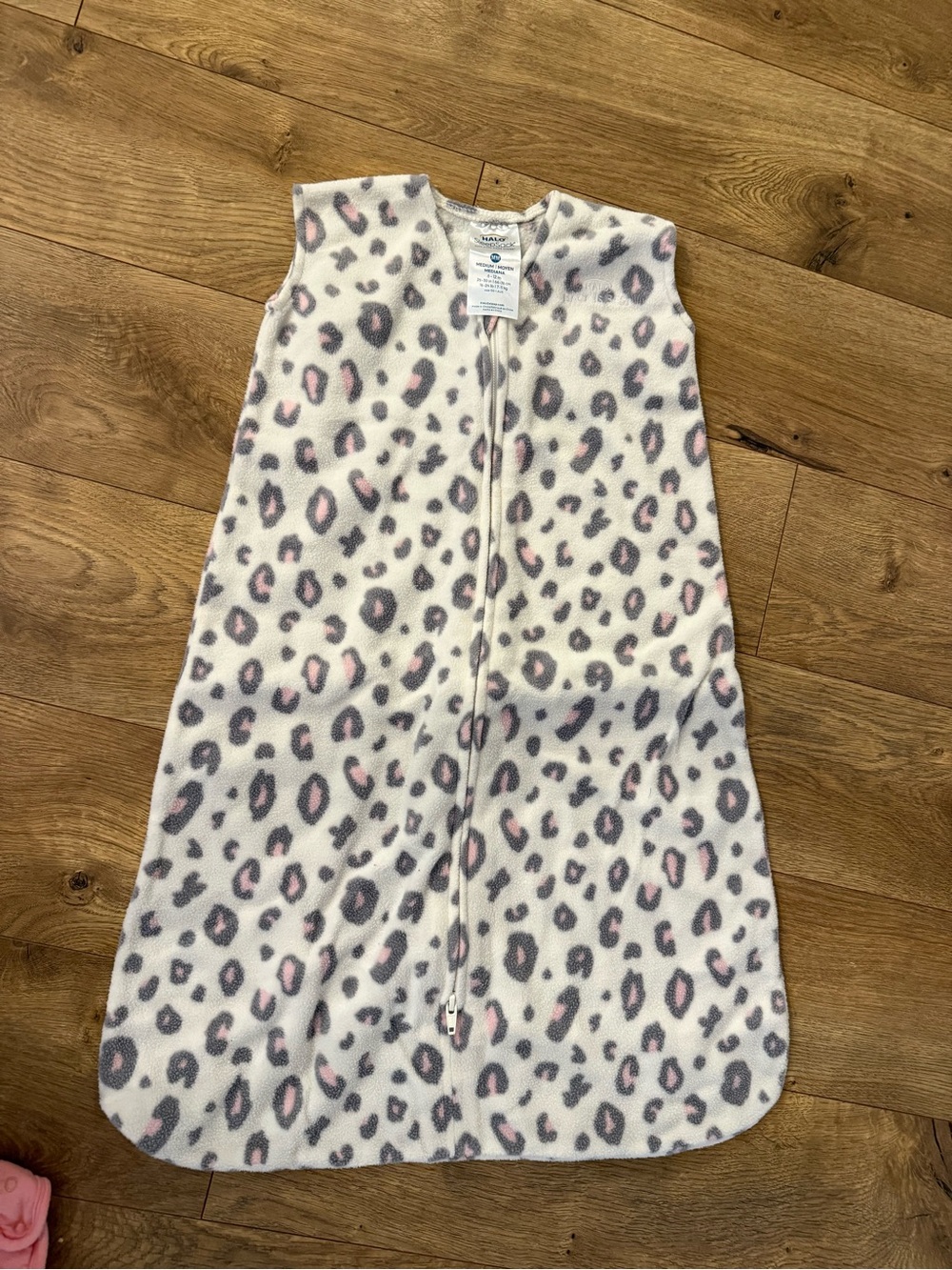 HALO Girls' Pink & Gray Leopard Sleep Sack; like new